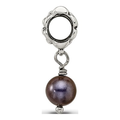 Sterling Silver Grey Freshwater Cultured Pearl Dangle Bead – view 4