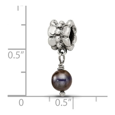 Sterling Silver Grey Freshwater Cultured Pearl Dangle Bead – view 5