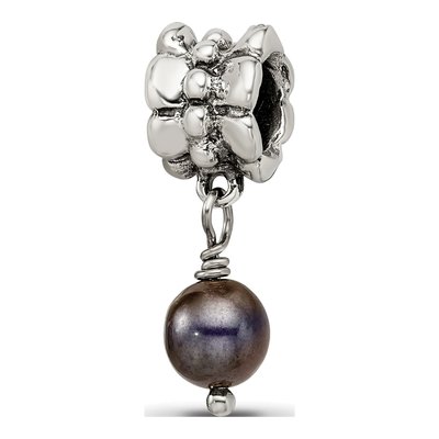 Sterling Silver Grey Freshwater Cultured Pearl Dangle Bead