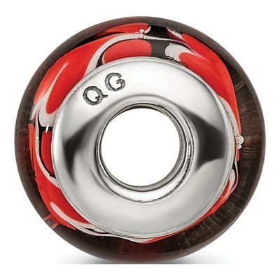 Sterling Silver Red Heart Glass Bead – view 4