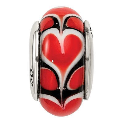Sterling Silver Red Heart Glass Bead – view 6