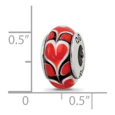 Sterling Silver Red Heart Glass Bead – view 7