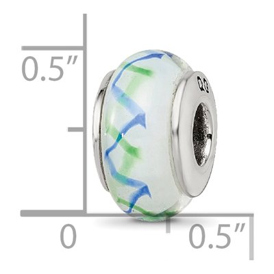 Sterling Silver Green Blue Glass Bead – view 7
