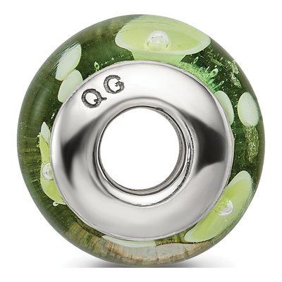 Sterling Silver Green Hand-Blown Glass Bead – view 4