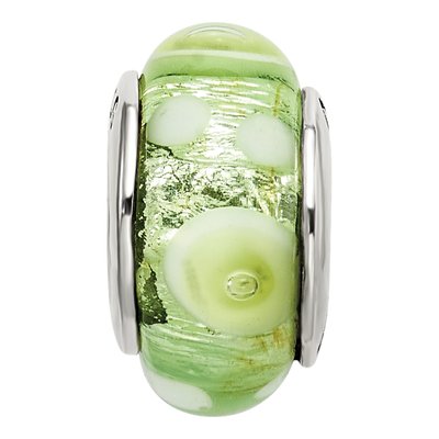 Sterling Silver Green Hand-Blown Glass Bead – view 6