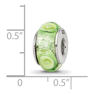 Sterling Silver Green Hand-Blown Glass Bead – view 7