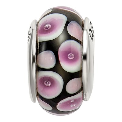 Sterling Silver Purple Black Glass Bead – view 5