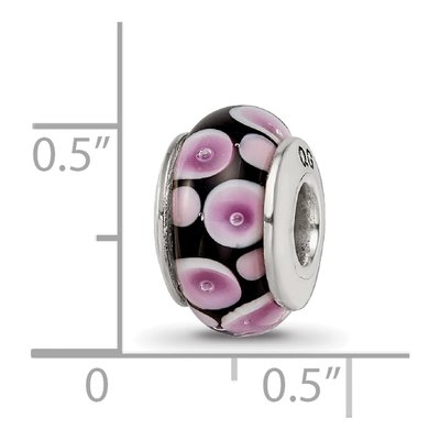 Sterling Silver Purple Black Glass Bead – view 7