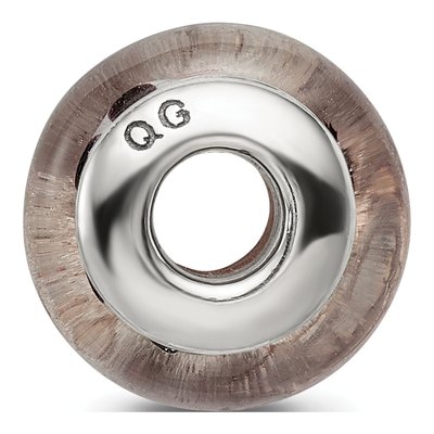Sterling Silver Brown Floral Glass Bead – view 4