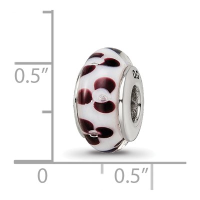 Sterling Silver Brown Floral Glass Bead – view 7