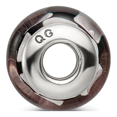 Sterling Silver Black Grey Glass Bead – view 4
