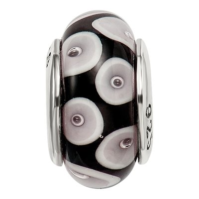 Sterling Silver Black Grey Glass Bead – view 5