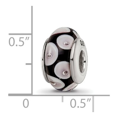 Sterling Silver Black Grey Glass Bead – view 7