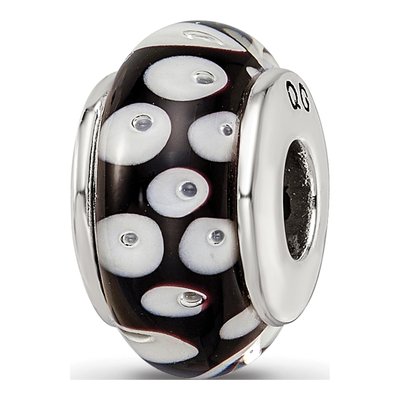 Sterling Silver Black Glass Bead