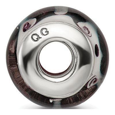 Sterling Silver Black Grey Hand-Blown Glass Bead – view 4