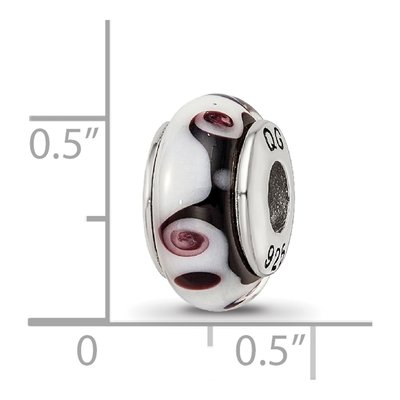 Sterling Silver Black Grey Hand-Blown Glass Bead – view 7