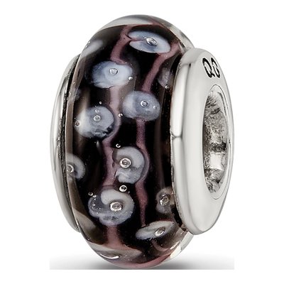 Sterling Silver Black Glass Bead