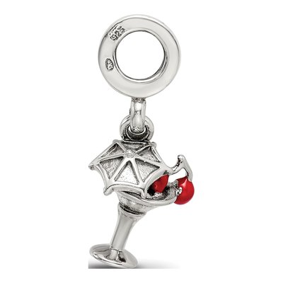 Sterling Silver Enameled Martini Dangle Bead – view 4
