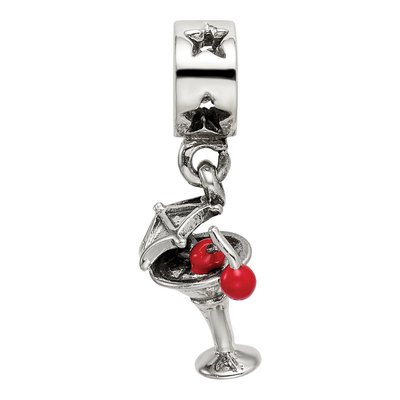 Sterling Silver Enameled Martini Dangle Bead – view 6