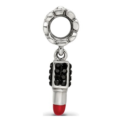 Sterling Silver Crystal Enamel Lipstick Dangle Bead – view 4