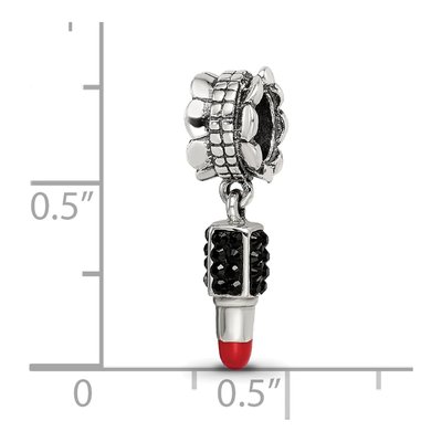 Sterling Silver Crystal Enamel Lipstick Dangle Bead – view 5