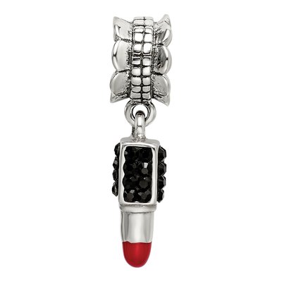 Sterling Silver Crystal Enamel Lipstick Dangle Bead – view 6