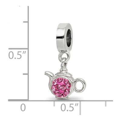 Sterling Silver Crystal Teapot Dangle Bead – view 5