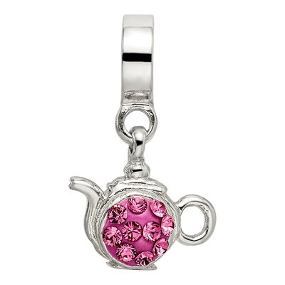Sterling Silver Crystal Teapot Dangle Bead – view 6