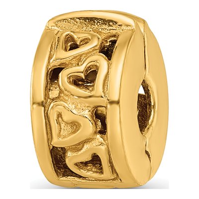 Gold-Plated Sterling Silver Hinged Hearts Clip Bead