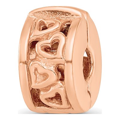 Rose Gold-Plated Sterling Silver Hearts Clip Bead