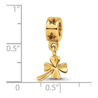 Gold-Plated Sterling Silver 4-Leaf Clover Dangle Bead – view 6