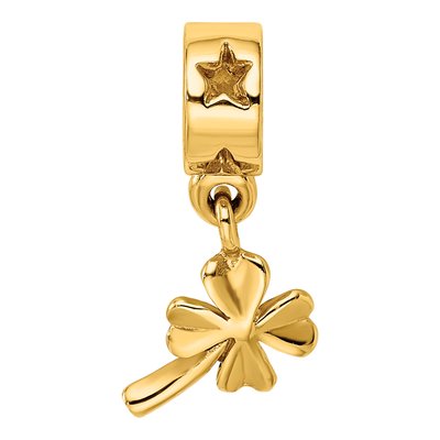 Gold-Plated Sterling Silver 4-Leaf Clover Dangle Bead – view 7