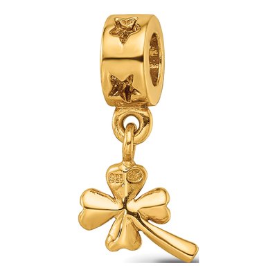 Gold-Plated Sterling Silver 4-Leaf Clover Dangle Bead – view 8