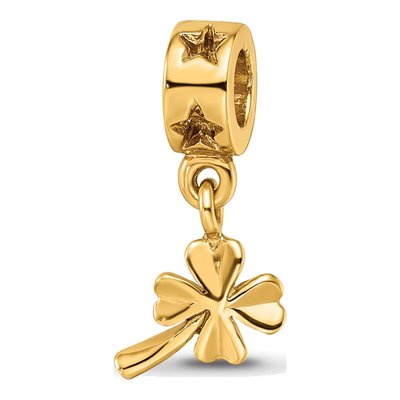 Gold-Plated Sterling Silver 4-Leaf Clover Dangle Bead