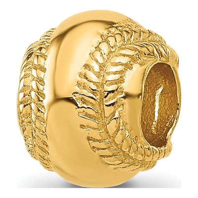 Gold-Plated Sterling Silver Baseball Bead