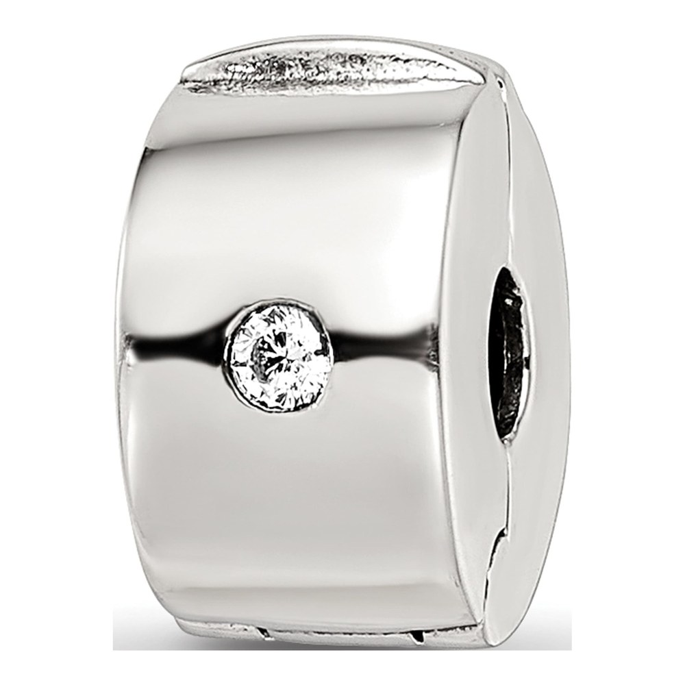 Sterling Silver CZ Hinged Clip Bead
