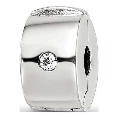 Sterling Silver CZ Hinged Clip Bead