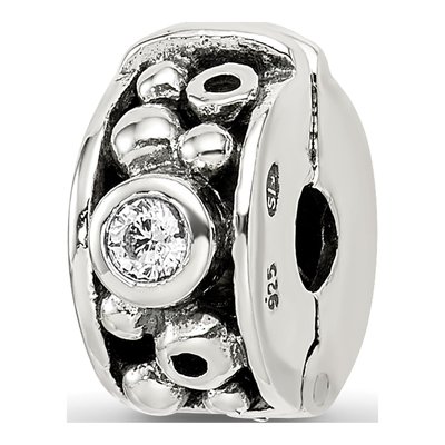 Sterling Silver CZ Hinged Clip Bead