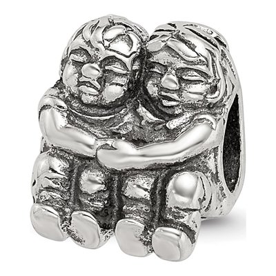 Sterling Silver Two Kids Bead
