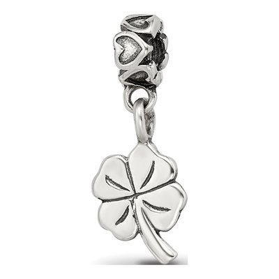 Sterling Silver Kids 4-Leaf Clover Dangle Bead