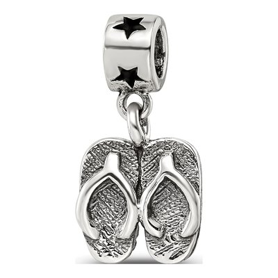 Sterling Silver Flip Flops Dangle Bead