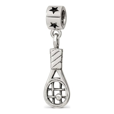Sterling Silver Tennis Racket Dangle Bead