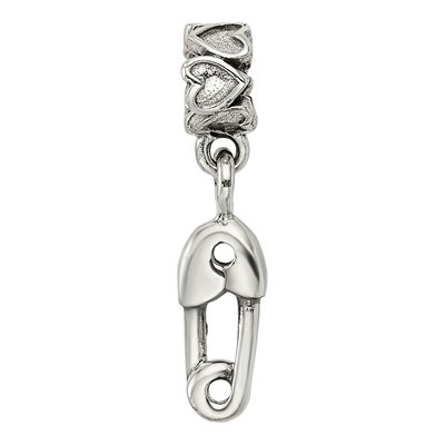 Sterling Silver Kids Safety Pin Dangle Bead – view 6