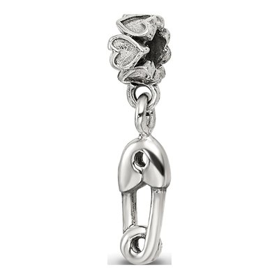 Sterling Silver Kids Safety Pin Dangle Bead
