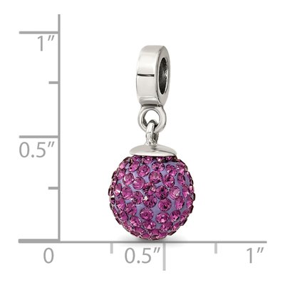 Sterling Silver Crystal Feb Ball Dangle Bead – view 5