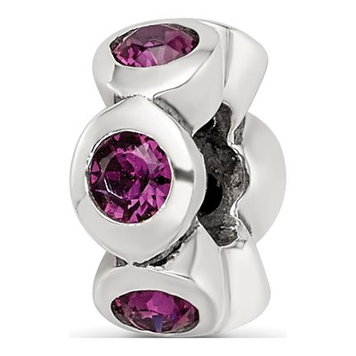 Sterling Silver Crystal February Birthstone Bead
