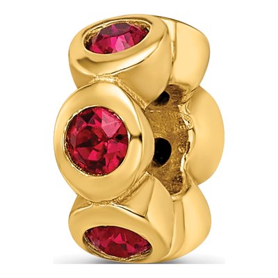Gold-Plated Sterling Silver Crystal July Bead