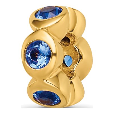 Gold-Plated Sterling Silver Crystal Sept Bead