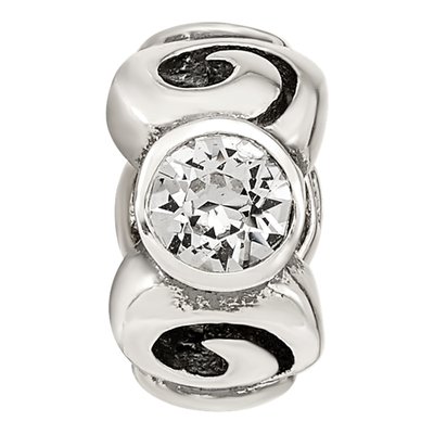 Sterling Silver Crystal April Birthstone Bead – view 5