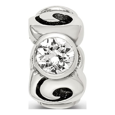 Sterling Silver Crystal April Birthstone Bead – view 7